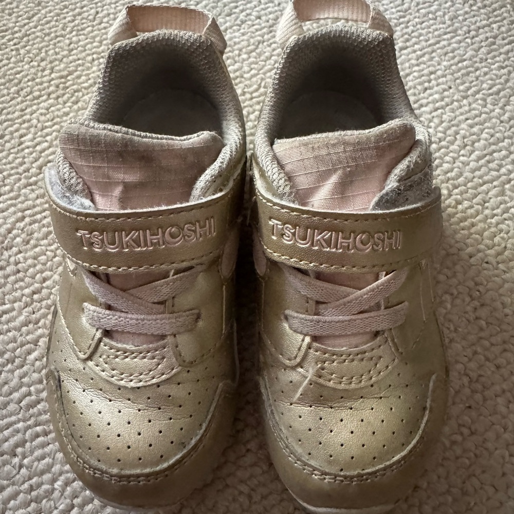 Tsukihoshi Kids Gold and Pink Sneakers